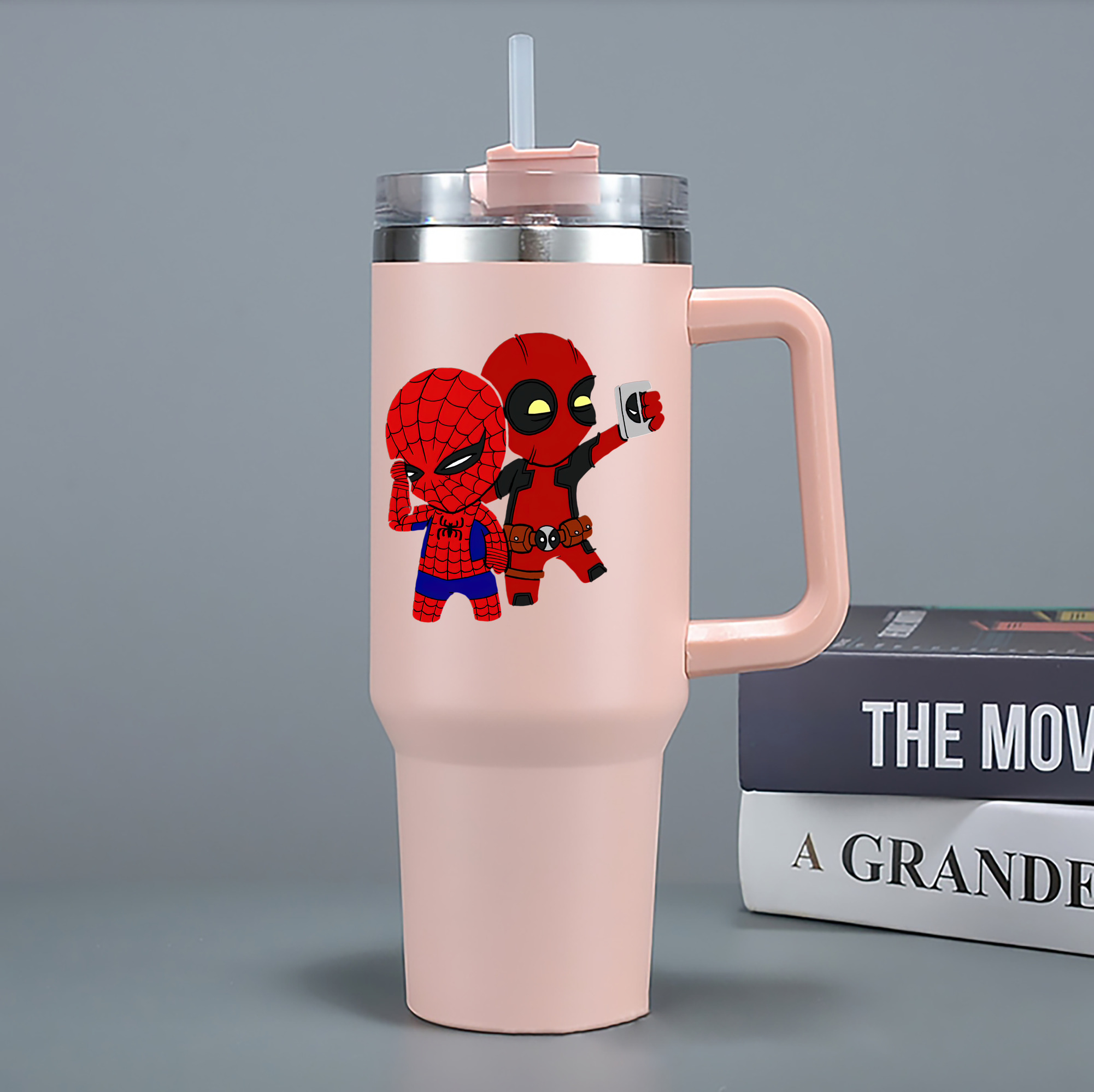 （画像用） Deadpool デッドプール 1200mL車用タンブラー - クリスタルステッカー（プラスチックストロー付き）